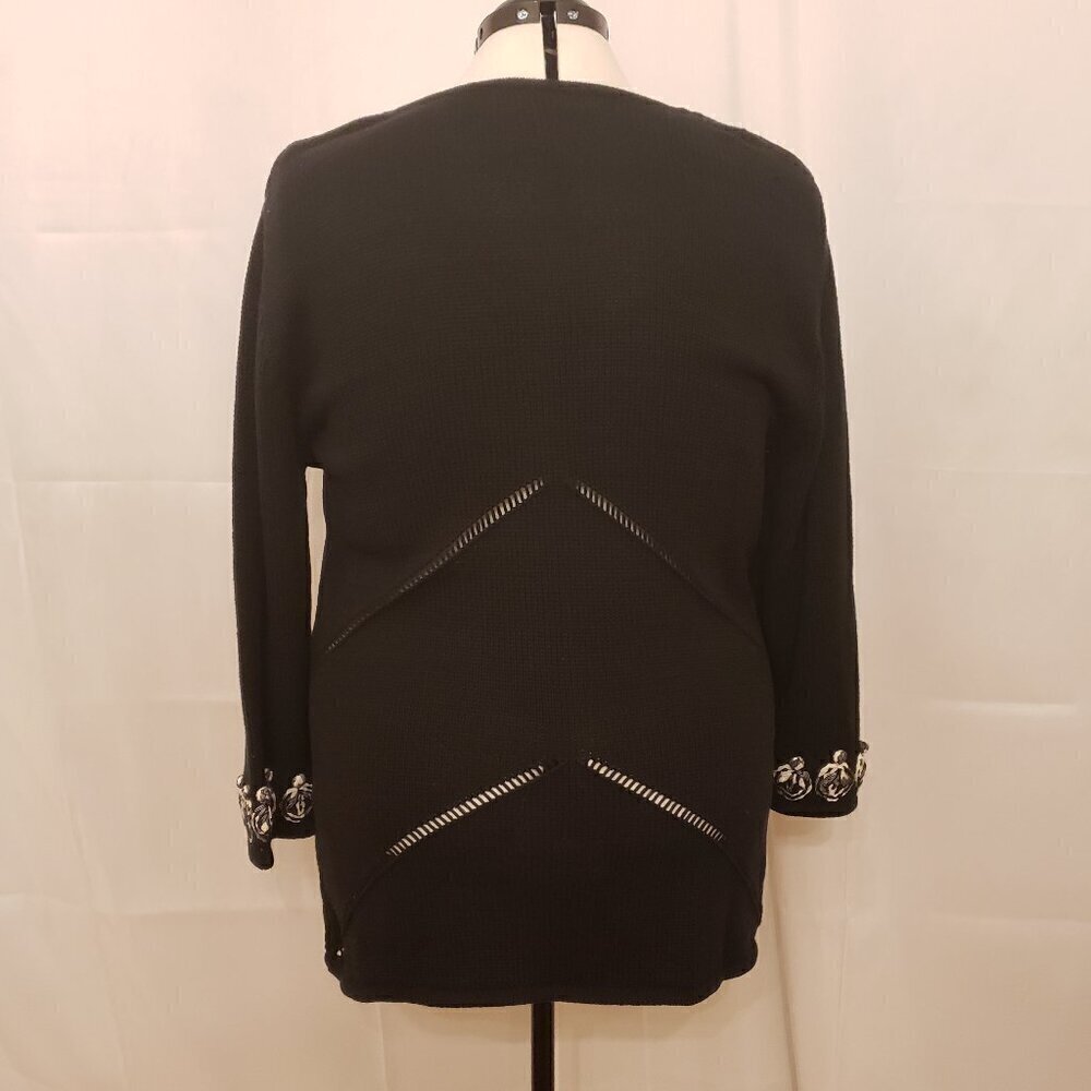 Monterey Bay Black & White Butterfly One Snap Closure Cardigan/Sweater, Size XL - Picture 9 of 14